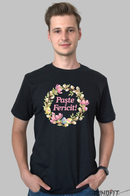 Tricou Paste Fericit - Coronita Din Magnolii Si Oua Colorate Barbat Negru