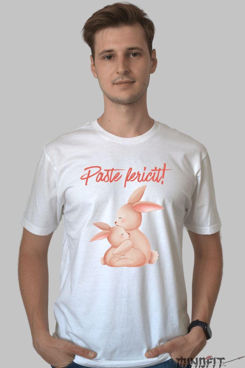 Tricou Paste Fericit - Familie De Iepurasi Iubitori Barbat Alb