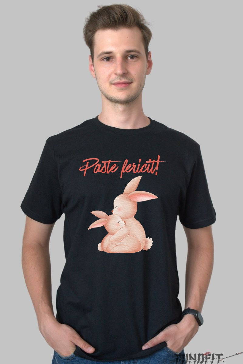 Tricou Paste Fericit - Familie De Iepurasi Iubitori Barbat Negru