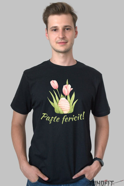 Tricou Paste Fericit - Flori si Oua Barbat Negru