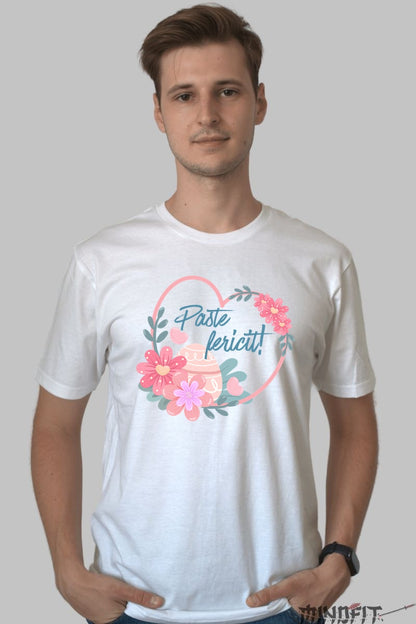 Tricou Paste Fericit - Florilor Vesele si Oua Colorate Barbat Alb
