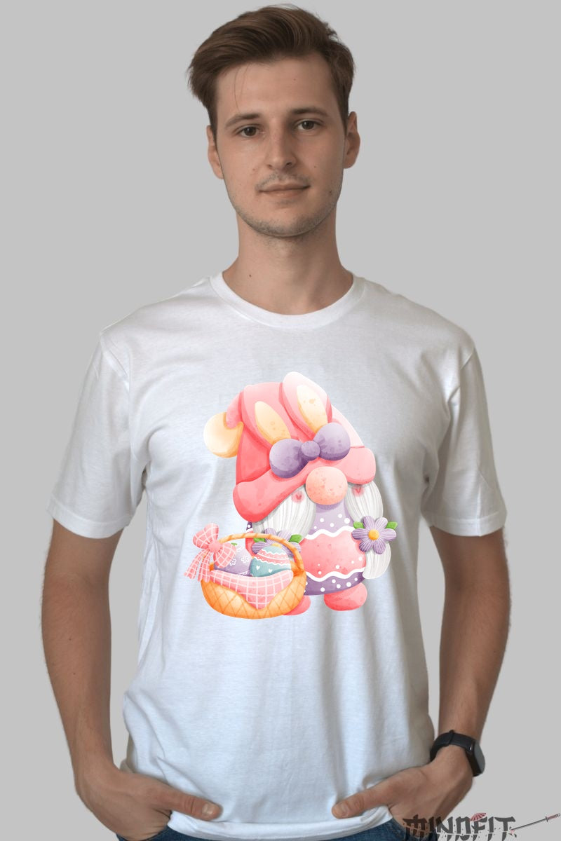 Tricou Paste Fericit - Gnom cu Oua Magice Barbat Alb