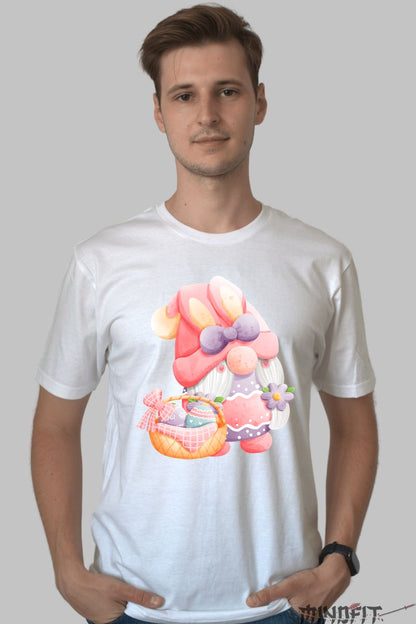 Tricou Paste Fericit - Gnom cu Oua Magice Barbat Alb