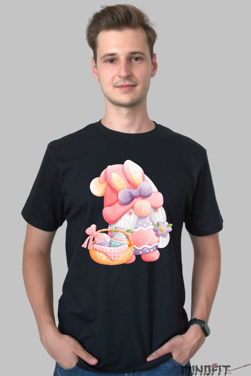Tricou Paste Fericit - Gnom cu Oua Magice Barbat Negru