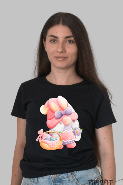 Tricou Paste Fericit - Gnom cu Oua Magice Dama Negru