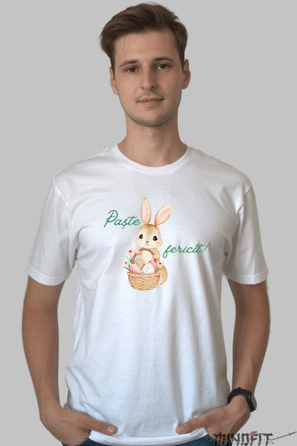 Tricou Paste Fericit - Iepuras Cu Cosul De Oua Pregatit Barbat Alb