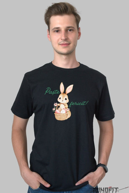 Tricou Paste Fericit - Iepuras Cu Cosul De Oua Pregatit Barbat Negru