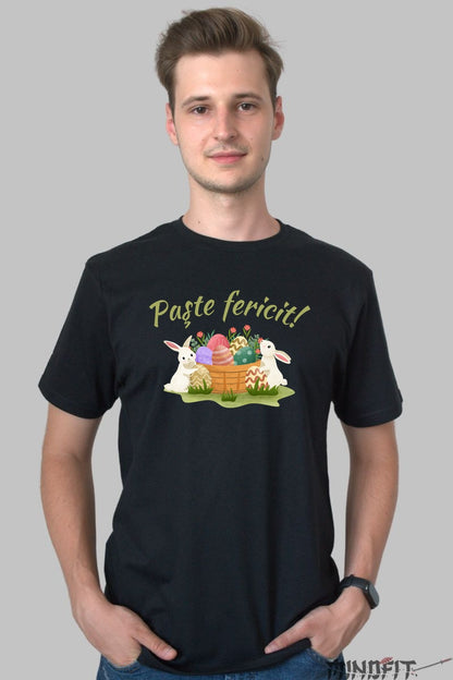 Tricou Paste Fericit - Iepurasi si Oua Barbat Negru