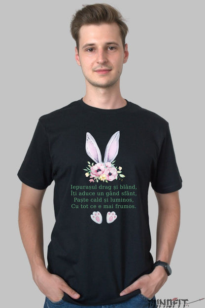 Tricou Paste Fericit - Poezie Cu Iepuras De Paste Barbat Negru