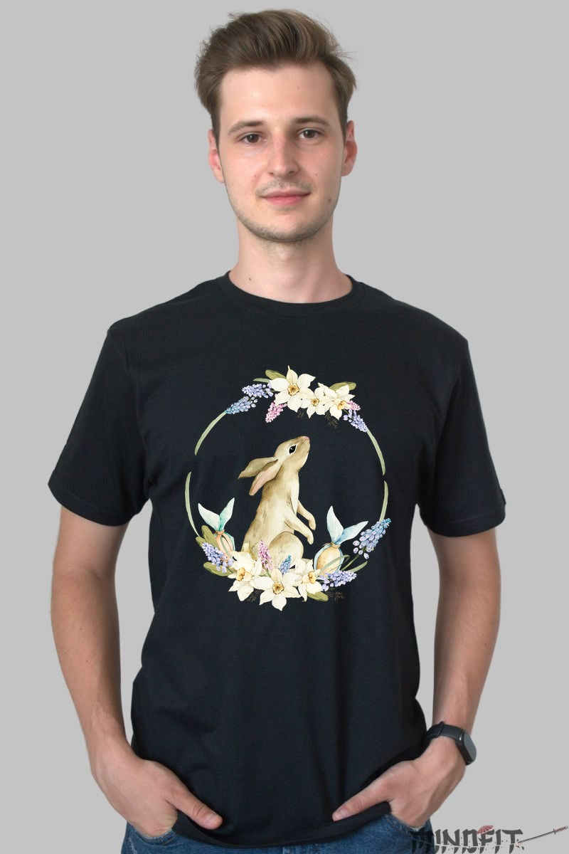 Tricou Paste - Iepuras Elegant Si Colorat Barbat Negru
