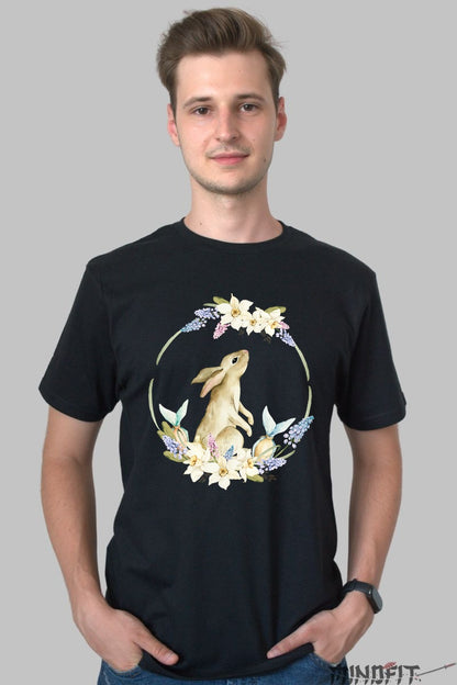 Tricou Paste - Iepuras Elegant Si Colorat Barbat Negru