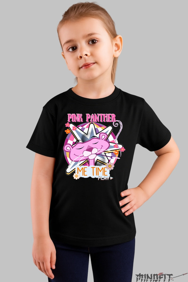 Tricou Pink Panther Me Time - Play Relaxed fata negru