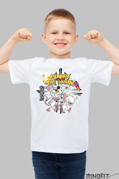 Tricou Pinky and The Brain - Cartoon Network baiat alb