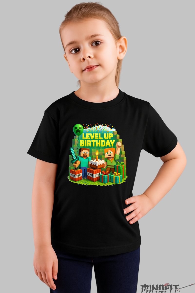 Tricou Pixel Level Up - Model Aniversar Epic fata negru