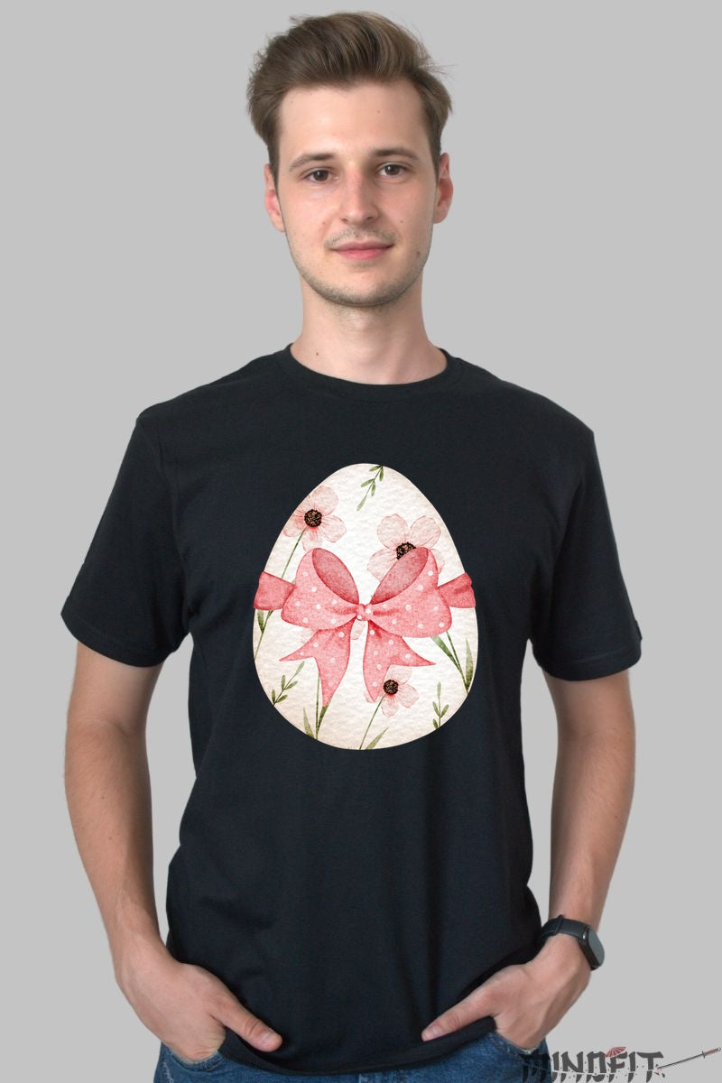 Tricou Primavara Fericita - Ou cu Fundita Barbat Negru