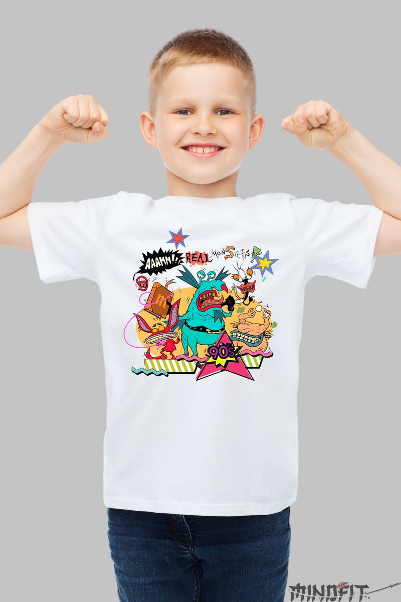 Tricou Real Monsters - Cartoon Network Nostalgia baiat alb