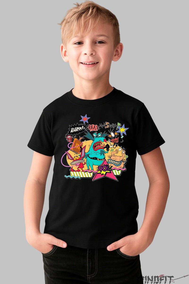Tricou Real Monsters - Cartoon Network Nostalgia baiat negru