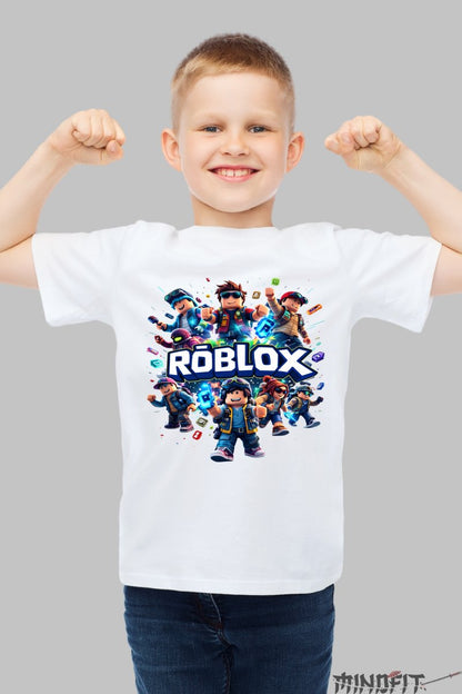 Tricou Roblox - Aventuri in Universul Gaming baiat alb