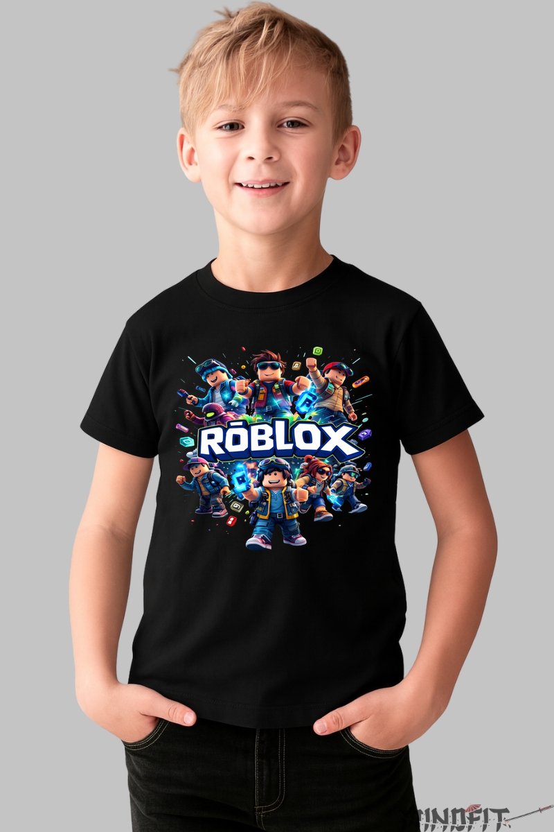 Tricou Roblox - Aventuri in Universul Gaming baiat negru