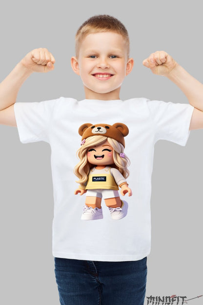 Tricou Roblox Cute Adventure - Ursulet Fericit baiat alb