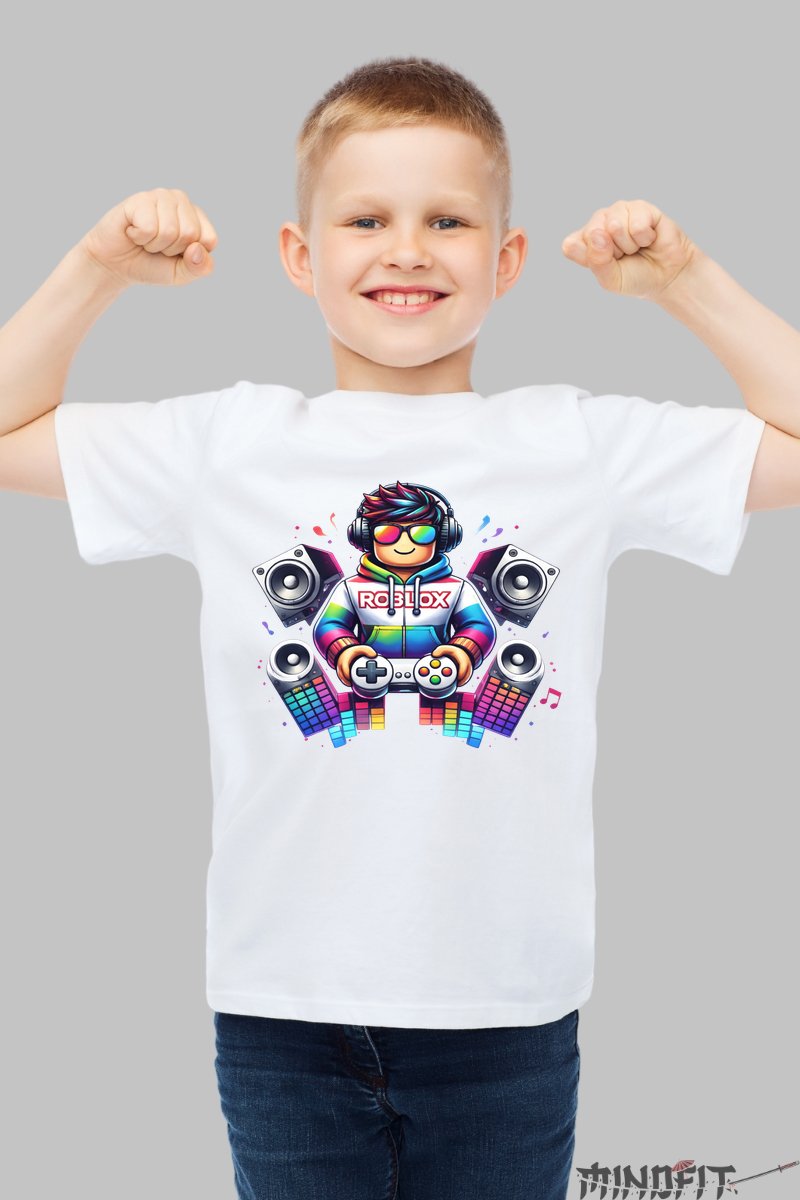 Tricou Roblox - DJ Gamer Vibes baiat alb