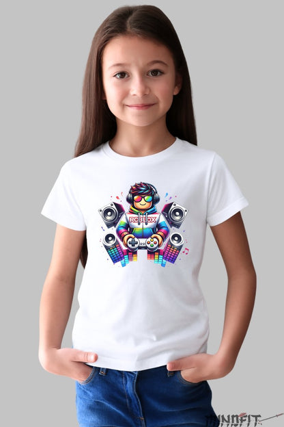 Tricou Roblox - DJ Gamer Vibes fata alb