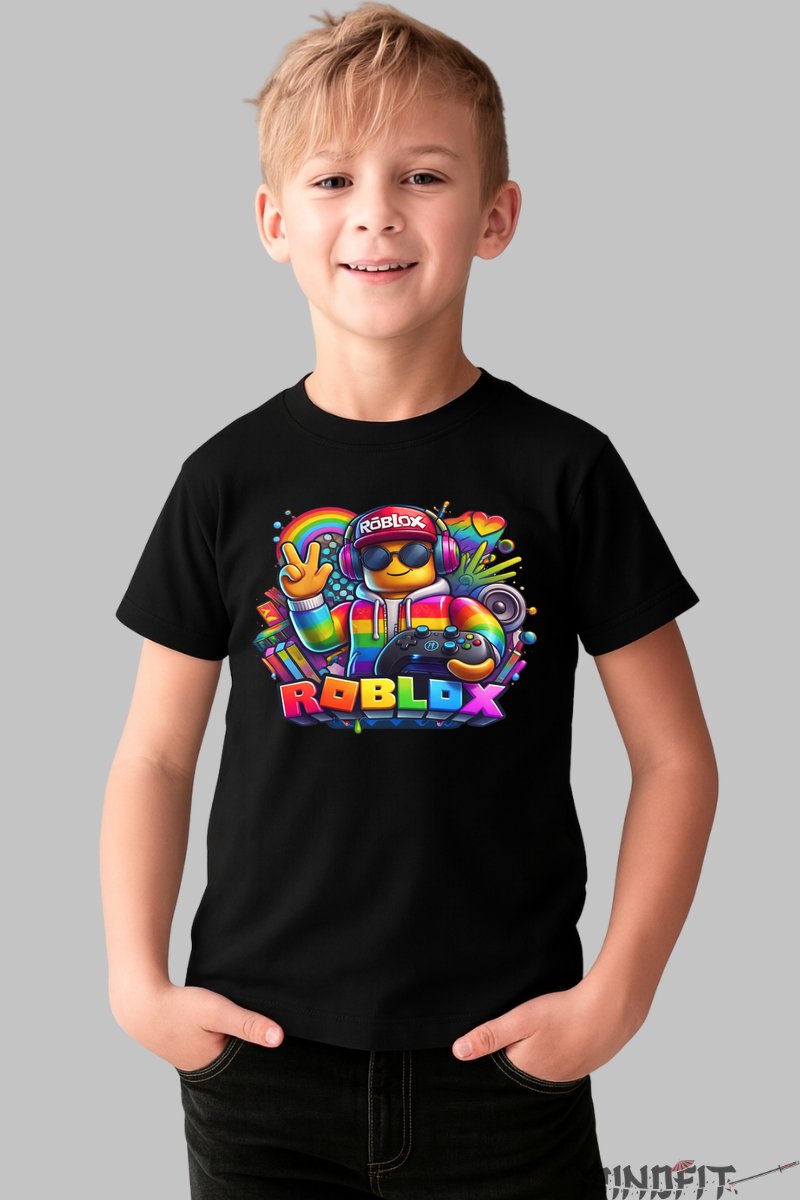Tricou Roblox DJ Style - Vibratie Ultracool baiat negru