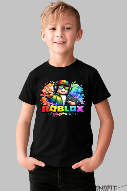 Tricou Roblox - Gamer in Actiune baiat negru