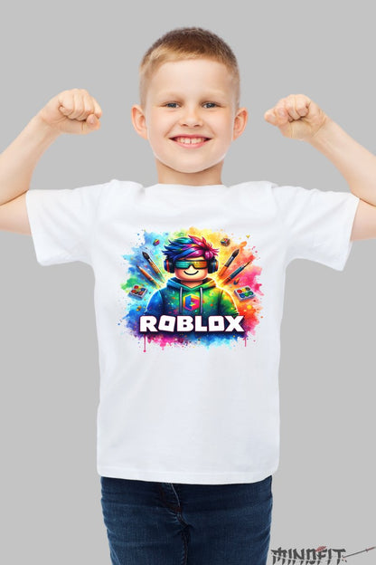 Tricou Roblox Gamer Pro - Culoare Aurorala baiat alb