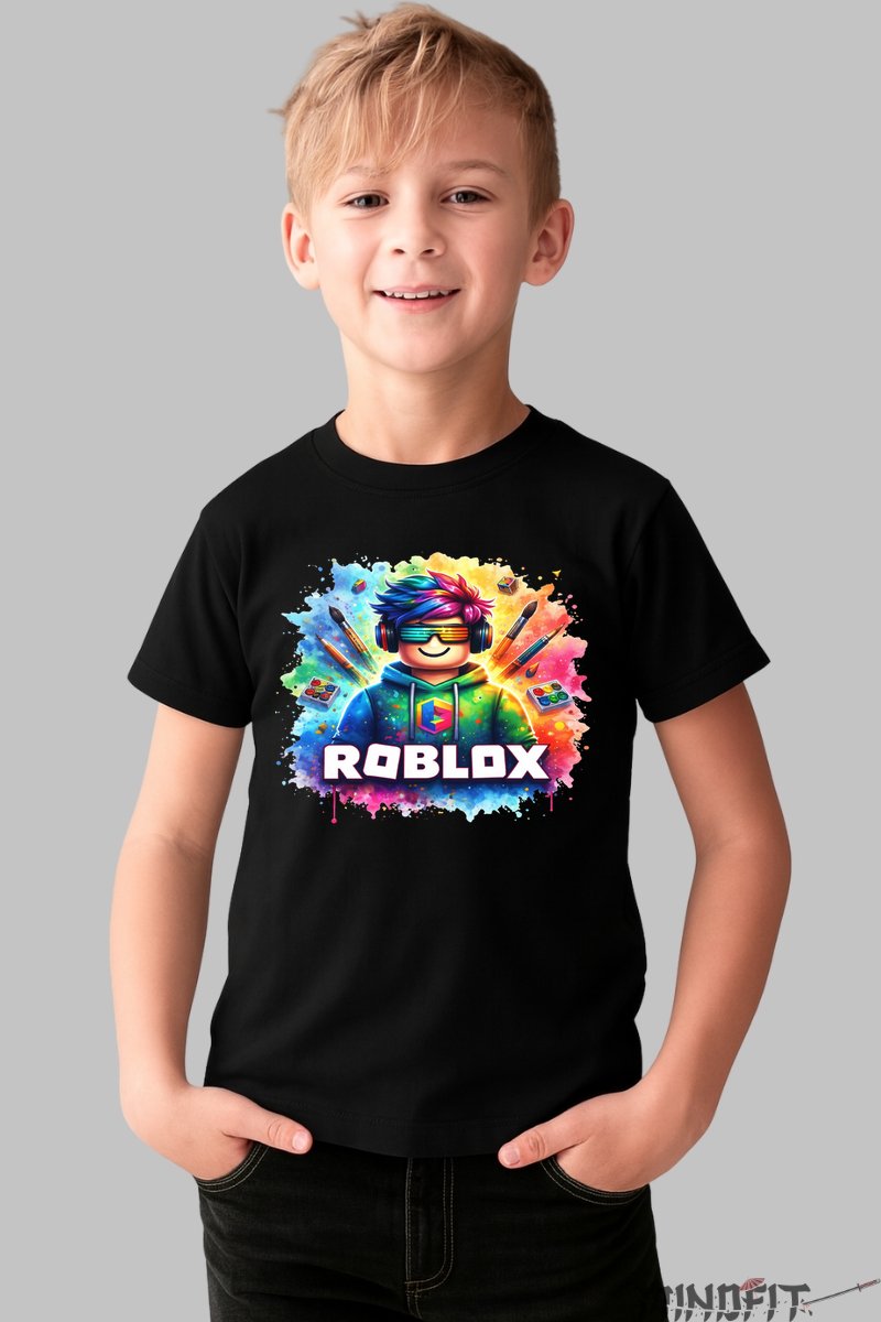 Tricou Roblox Gamer Pro - Culoare Aurorala baiat negru