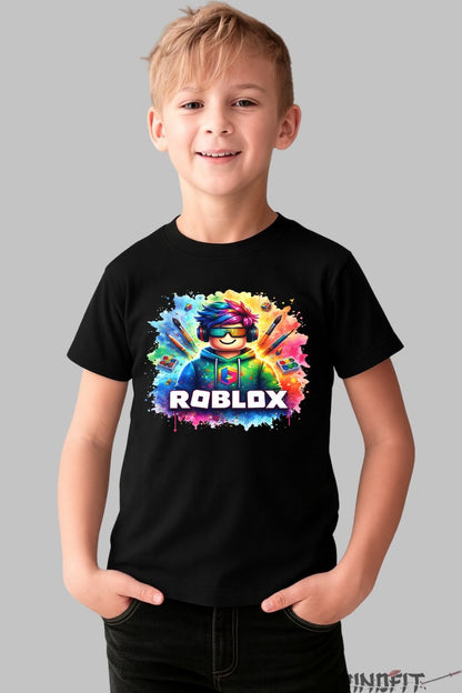 Tricou Roblox Gamer Pro - Culoare Aurorala baiat negru