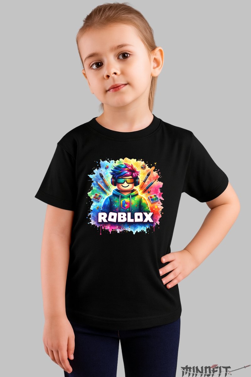 Tricou Roblox Gamer Pro - Culoare Aurorala fata negru