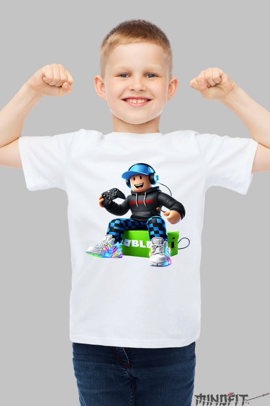 Tricou Roblox Gamer Vibes - Jucator Epic baiat alb