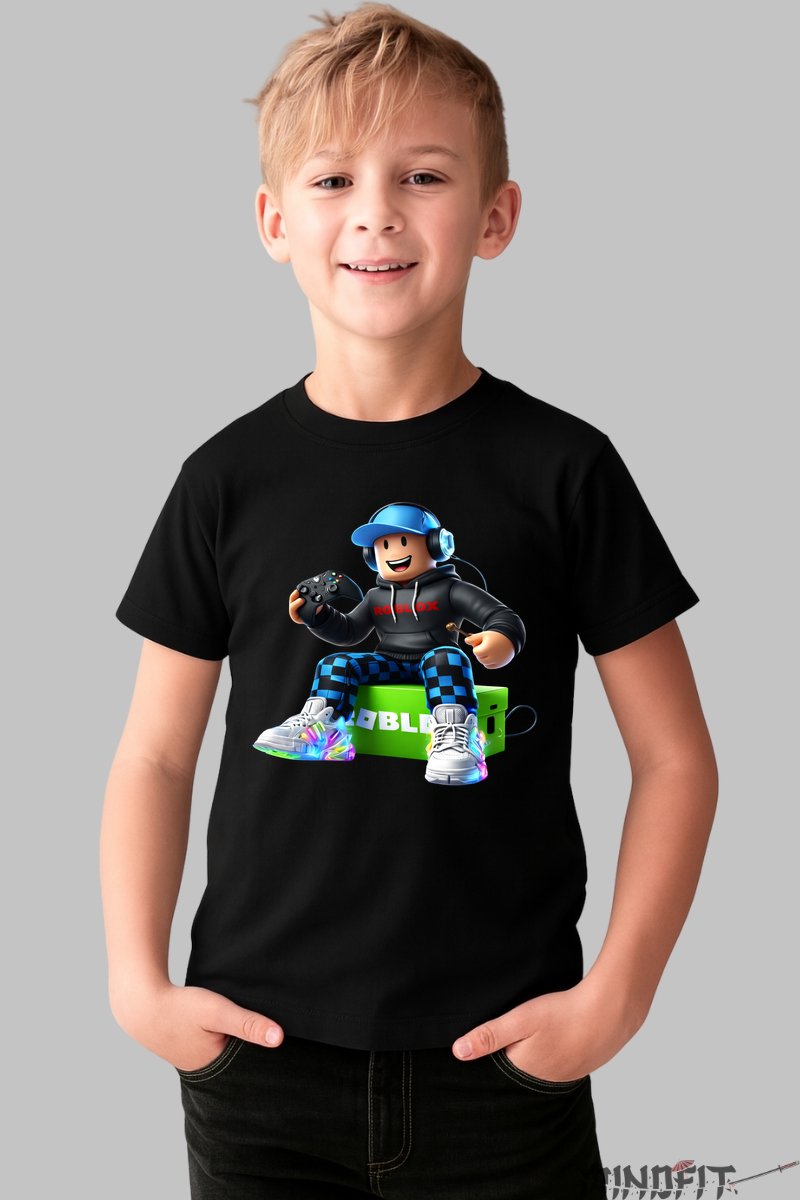 Tricou Roblox Gamer Vibes - Jucator Epic baiat negru