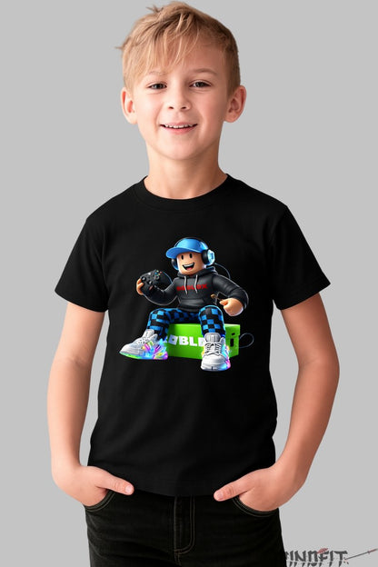 Tricou Roblox Gamer Vibes - Jucator Epic baiat negru