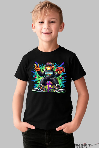 Tricou Roblox Gamers Unite - Model Controler Exploziv baiat negru