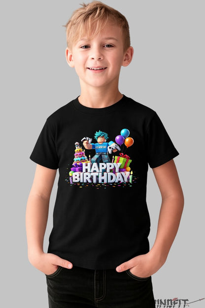 Tricou Roblox Happy Birthday - Editie Aniversara baiat negru