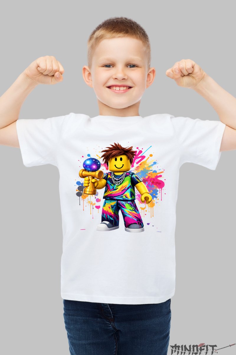 Tricou Roblox Kendama - Arta Vibranta Galactic baiat alb