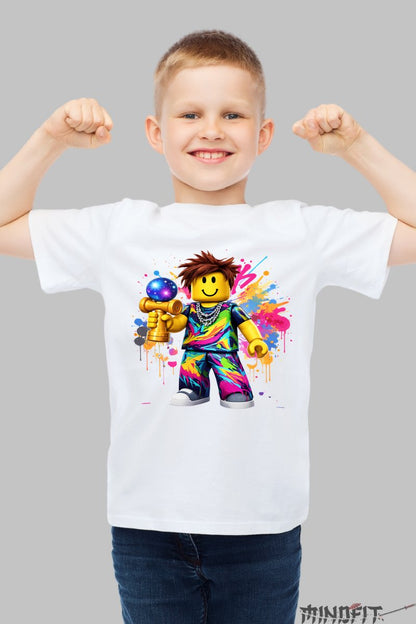 Tricou Roblox Kendama - Arta Vibranta Galactic baiat alb
