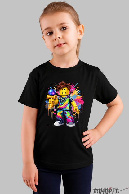 Tricou Roblox Kendama - Arta Vibranta Galactic fata negru