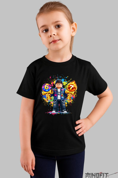 Tricou Roblox Kendama - Design Exploziv fata negru