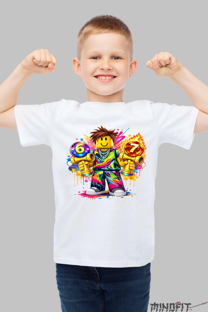 Tricou Roblox Kendama - Eroii Spatiale Reuniti baiat alb