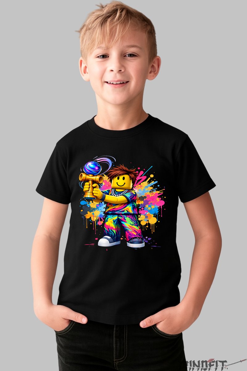 Tricou Roblox Kendama - Eroul Culorilor baiat negru