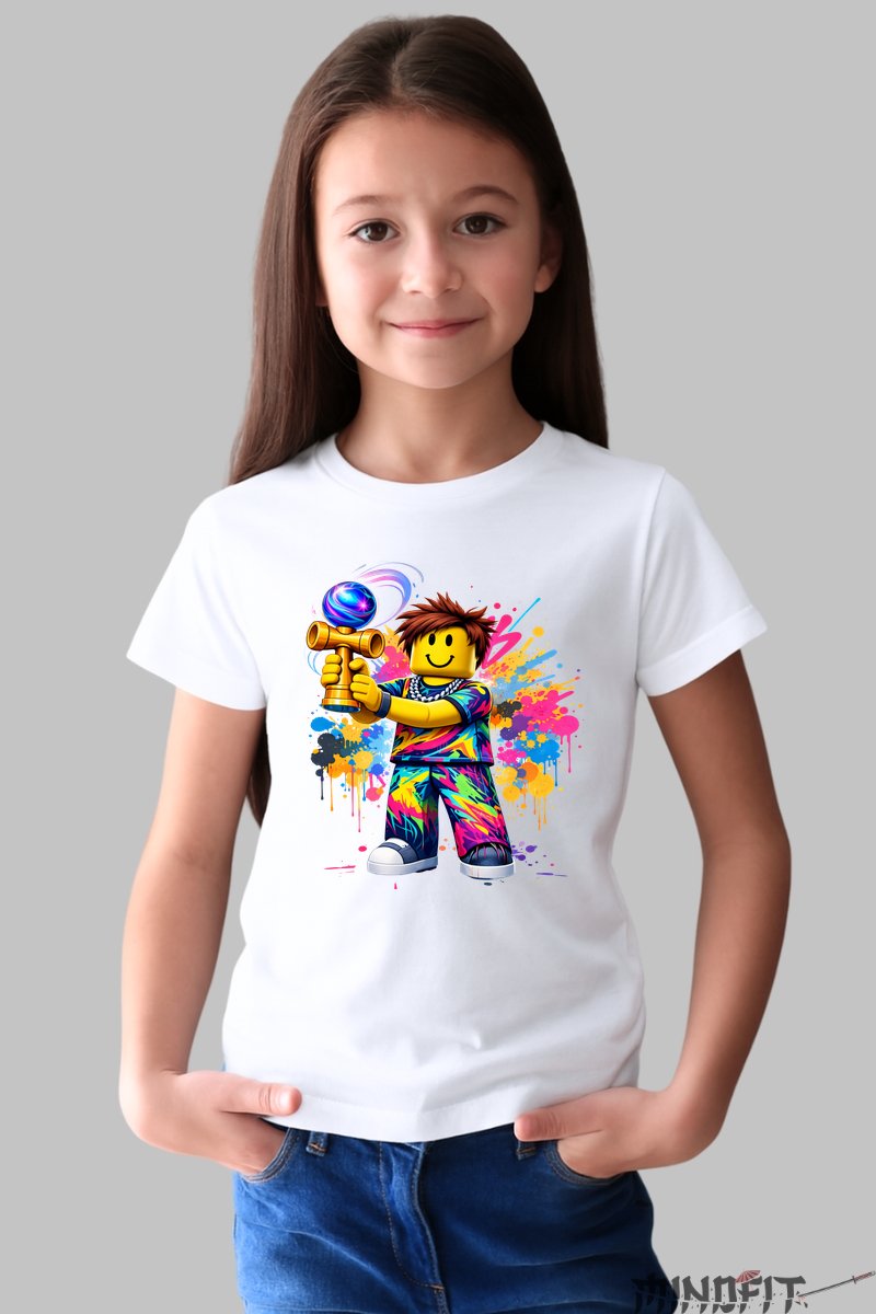 Tricou Roblox Kendama - Eroul Culorilor fata alb