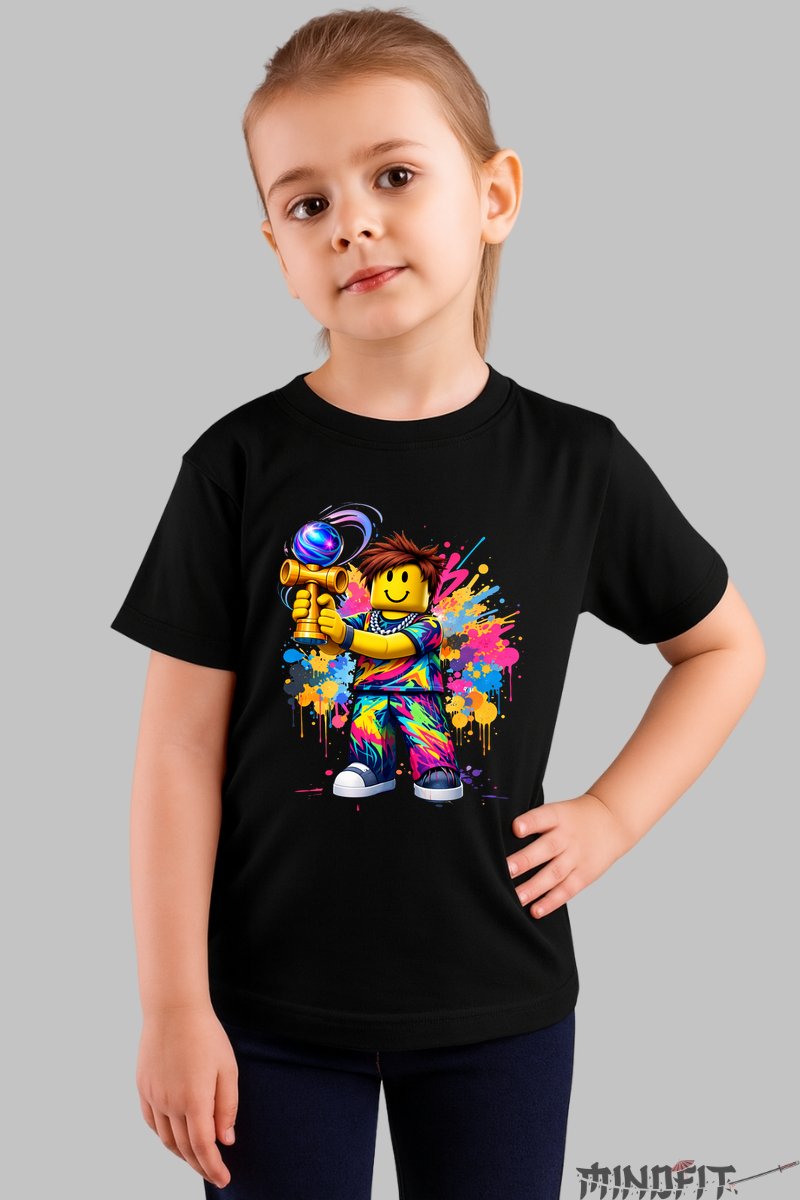 Tricou Roblox Kendama - Eroul Culorilor fata negru