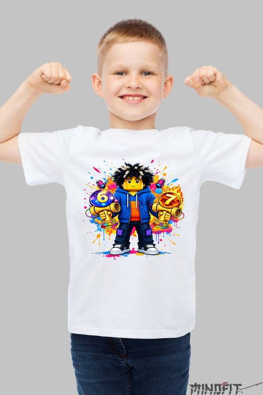 Tricou Roblox Kendama - Explozie de Culoare baiat alb