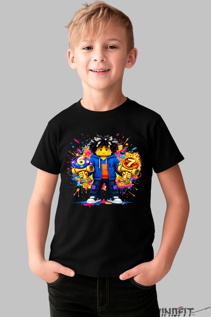 Tricou Roblox Kendama - Explozie de Culoare baiat negru