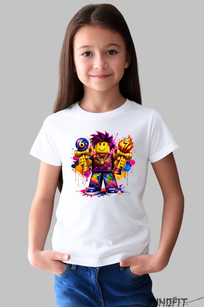 Tricou Roblox Kendama - Explozie de Culori fata alb