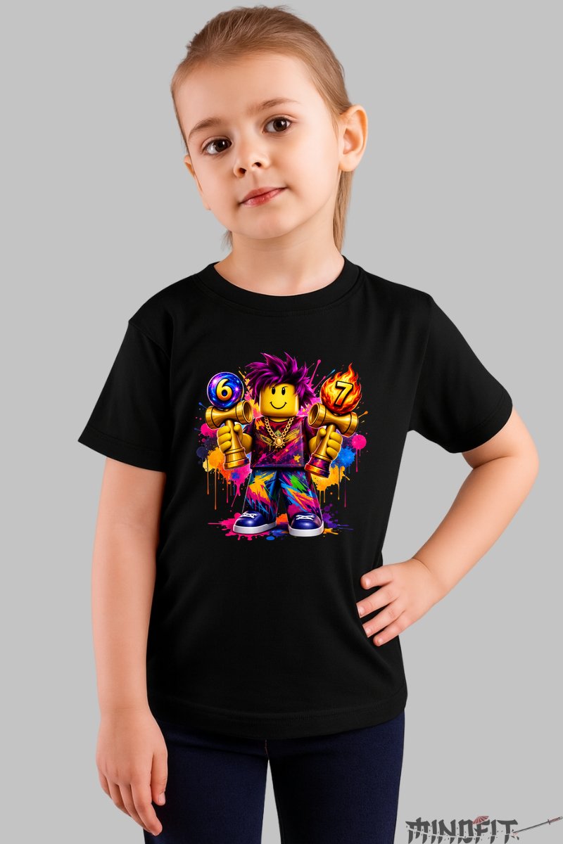 Tricou Roblox Kendama - Explozie de Culori fata negru