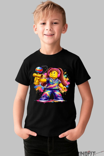 Tricou Roblox Kendama - Minifigurina cu Arme Stelare baiat negru